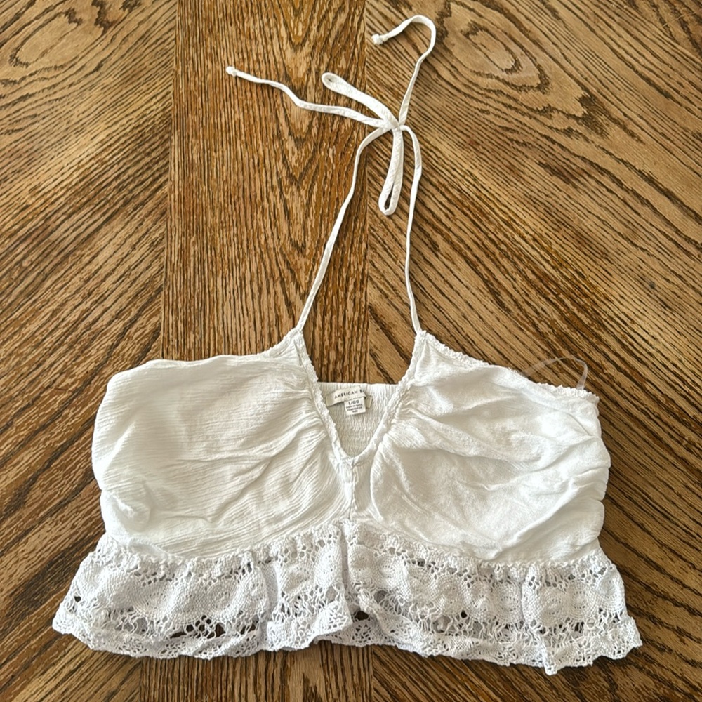 American Eagle white halter crop top